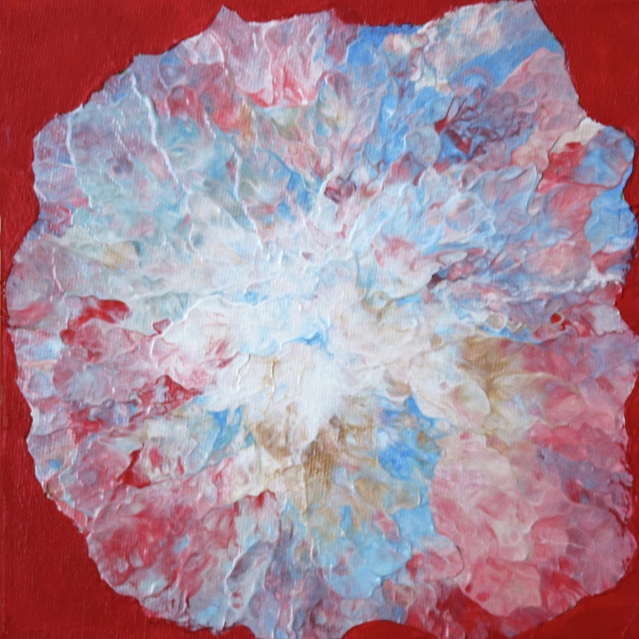 Abstract Flower in Red Surround Painting by Deborah Boyd