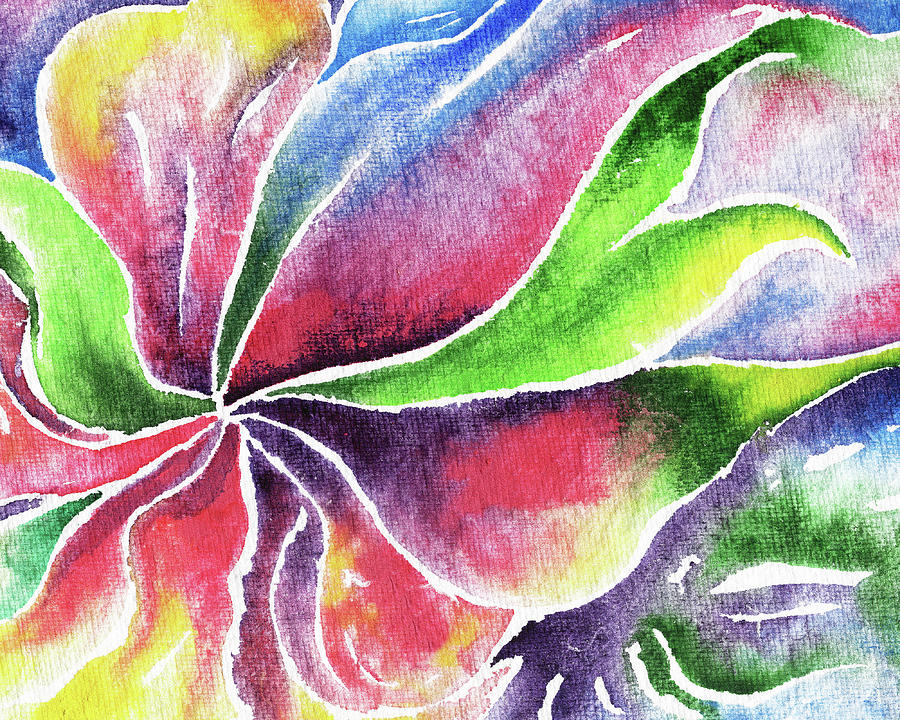 Abstract Flower Lily And Orchid Watercolor Painting