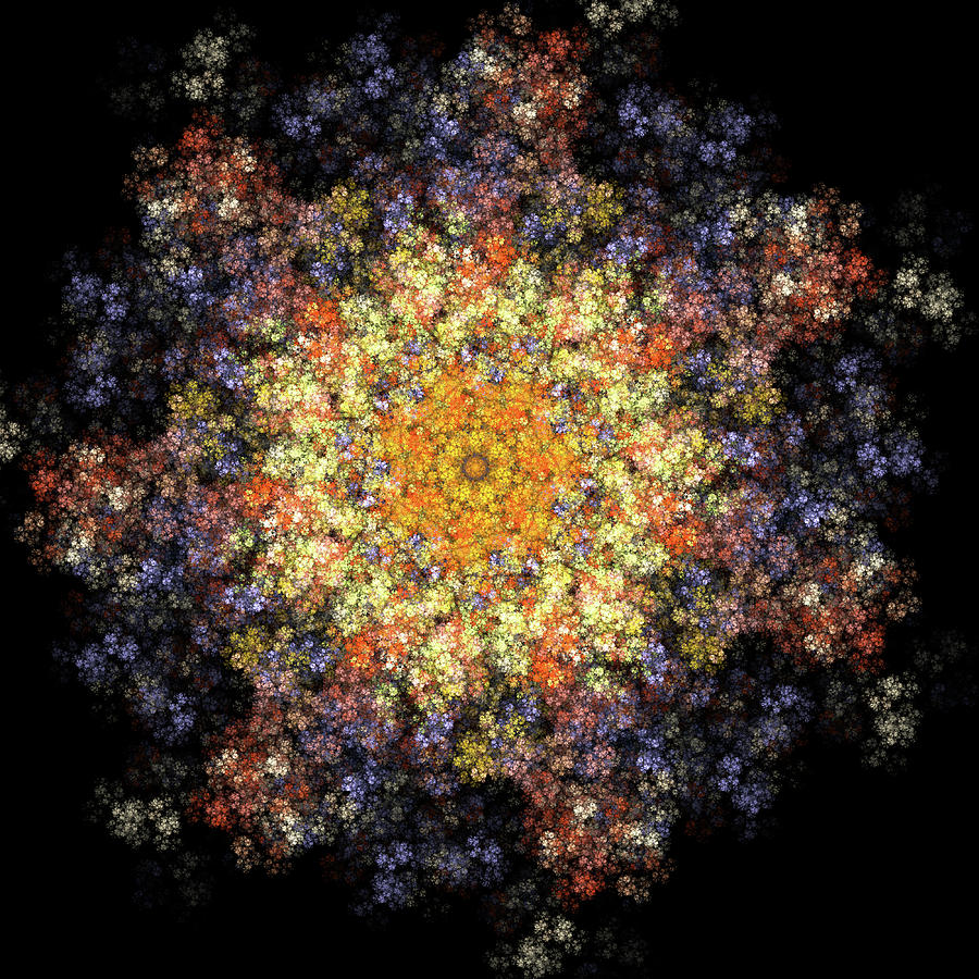 Pattern Digital Art - Abstract Flower Mosaic by Larissa Davydova