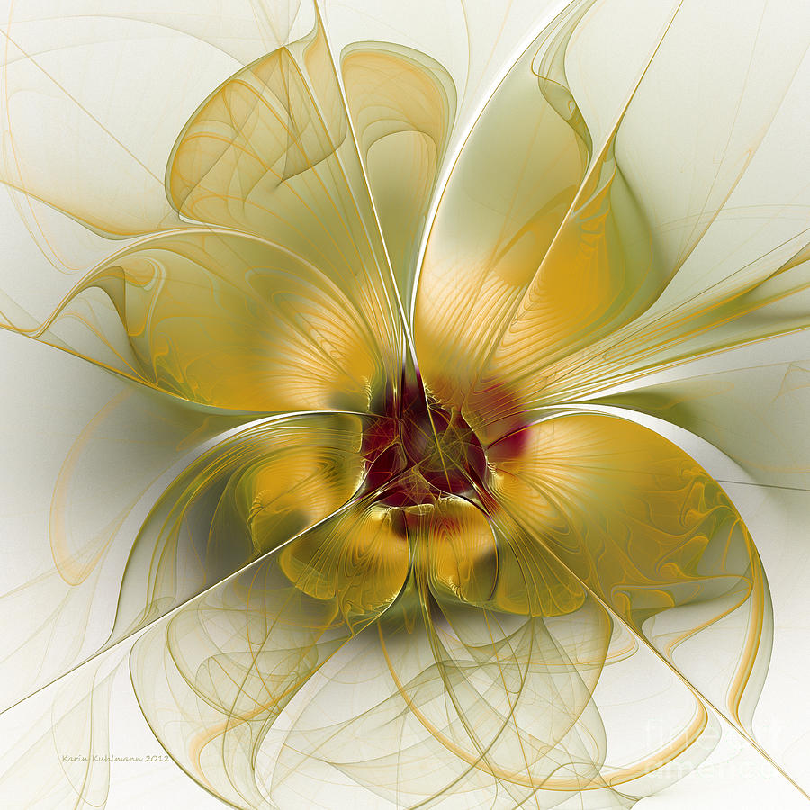 Abstract Digital Art - Abstract Flower with Silky Elegance by Karin Kuhlmann