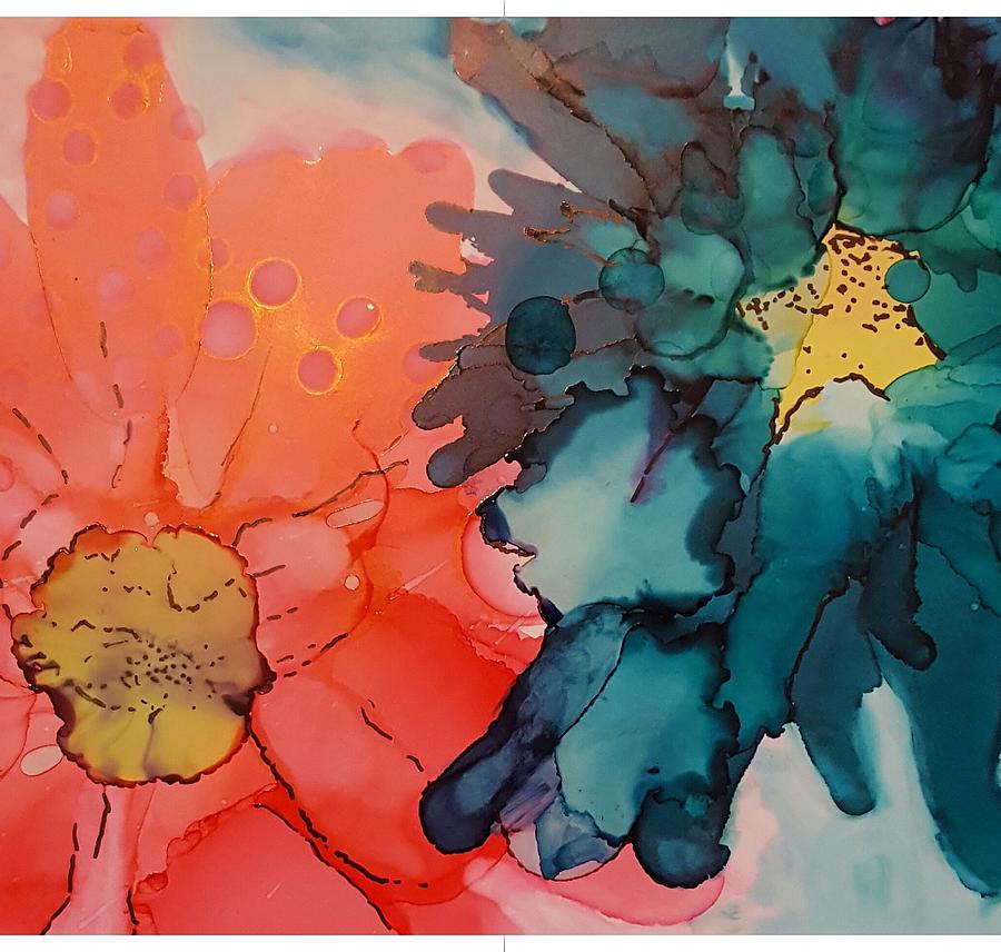 Flower Painting - Abstract flowers 2 by Cindy Rothery