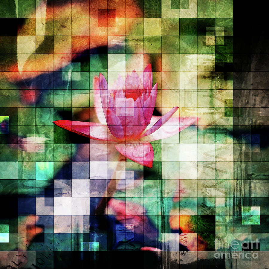 Mosaic Digital Art - Abstract Flowers And Glass Mosaic by Phil Perkins Mosaic Digital Art - Abstract Flowers And Glass Mosaic by Phil Perkins