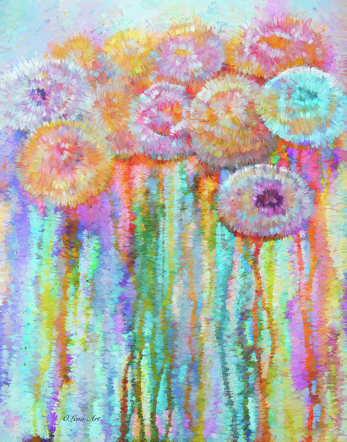 Colorful Flowers Abstract   Digital Art by Lena Owens - OLena Art Vibrant Palette Knife and Graphic Design