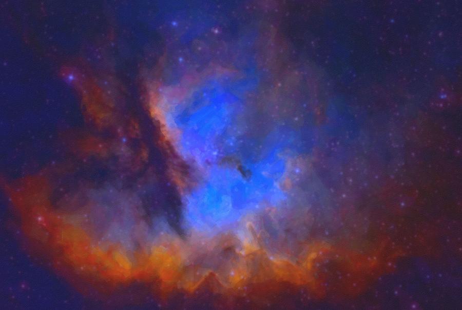 Abstract Galactic Nebula with cosmic cloud - sml Painting by Celestial Images