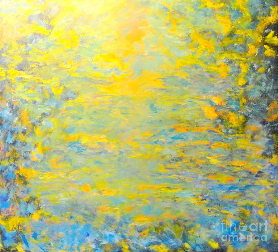 Abstract Painting - Blue And Gold by Dagmar Helbig