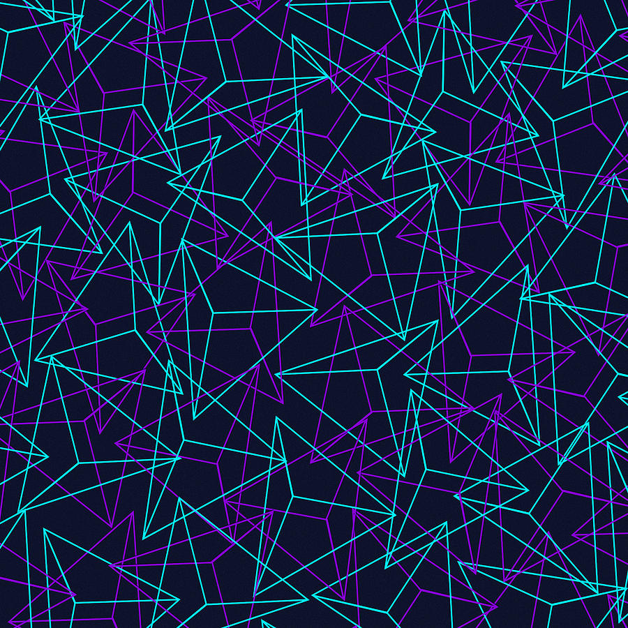 Abstract Geometric 3D Triangle Pattern in turquoise purple Digital Art by Philipp Rietz