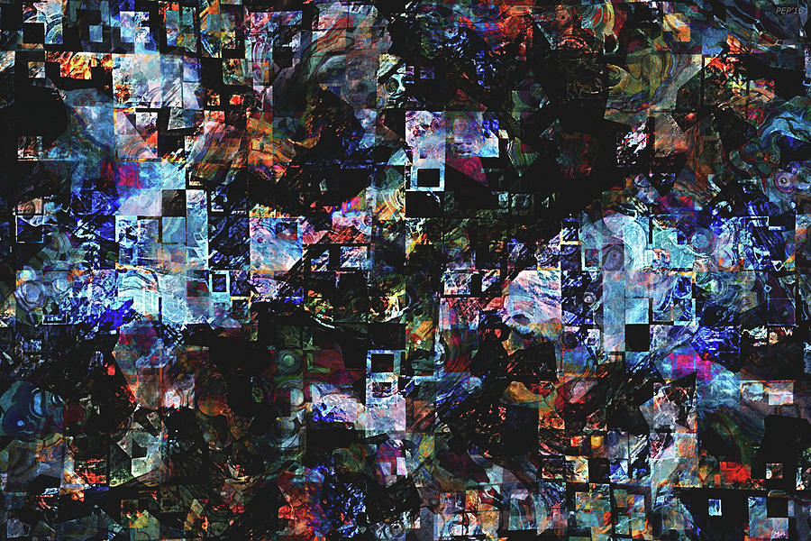 Abstract Geometric Grunge Digital Art by Phil Perkins