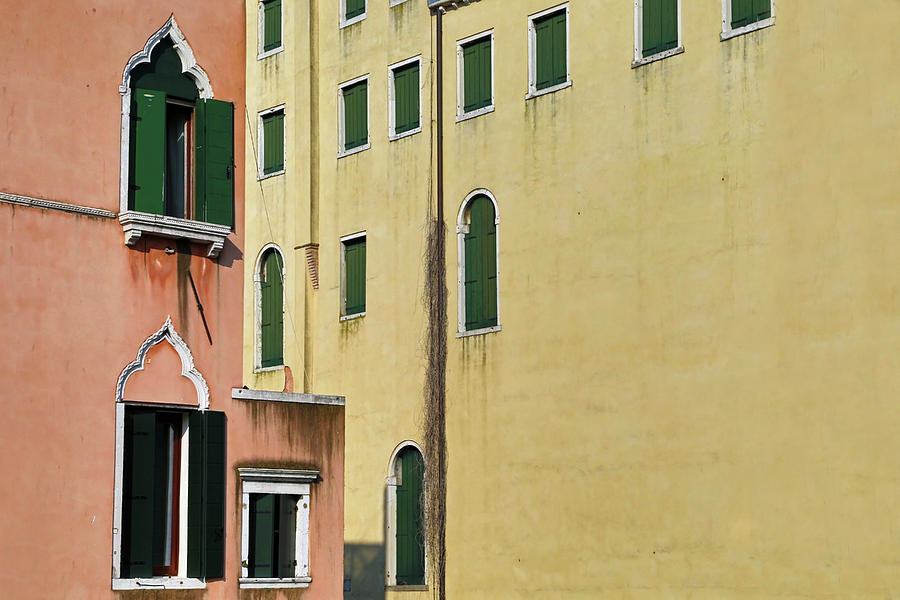 Abstract Geometric Venetian Buildings in Yellow and Peach Photograph by Brooke T Ryan