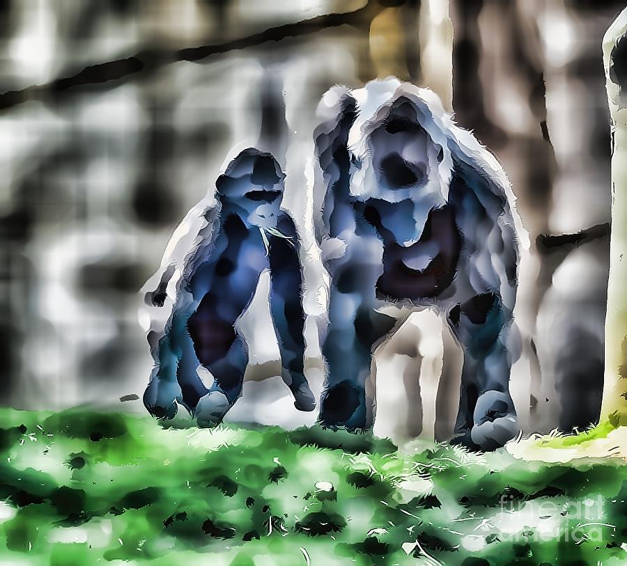 Abstract Gorilla Family By Kristalin Davis Photograph