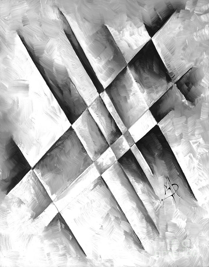 Abstract Gray Minimalist Contemporary PoP Art Painting Gray Scale I by MADART Painting by Megan Aroon