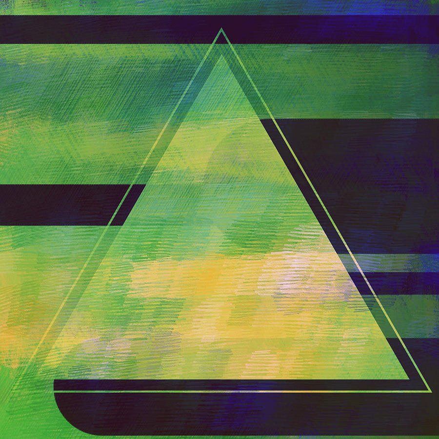 Abstract Digital Art - Abstract Green and Black Triangle by Brandi Fitzgerald