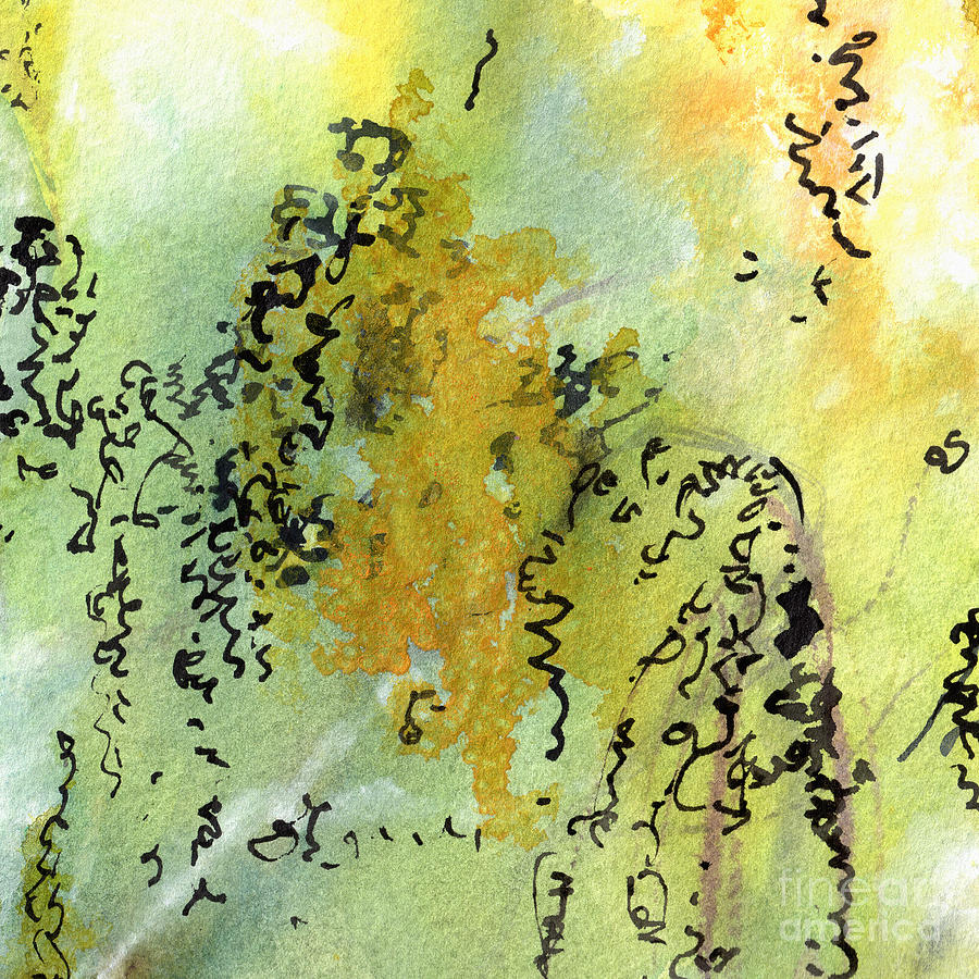 Abstract Green and Yellow  Painting by Ginette Callaway