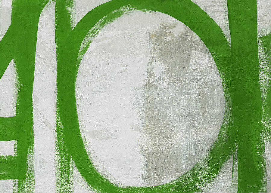 Abstract Green Circle 2- Art by Linda Woods Painting by Linda Woods