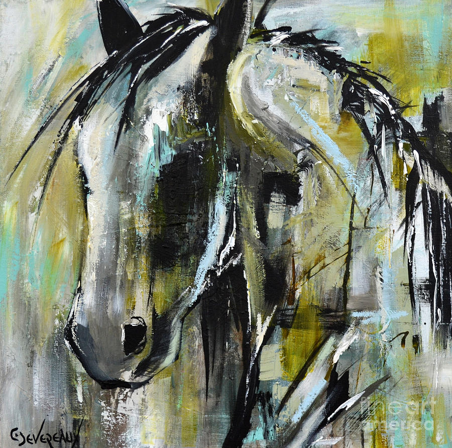 Abstract Green Horse Painting by Cher Devereaux