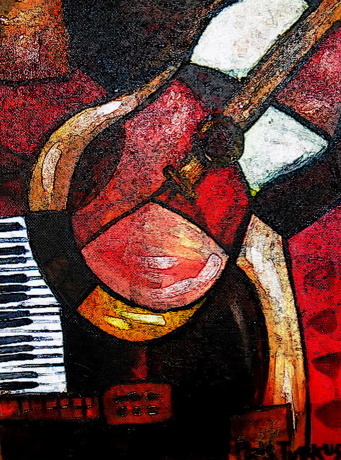 Abstract Painting - Abstract Guitar by Pristine Cartera Turkus