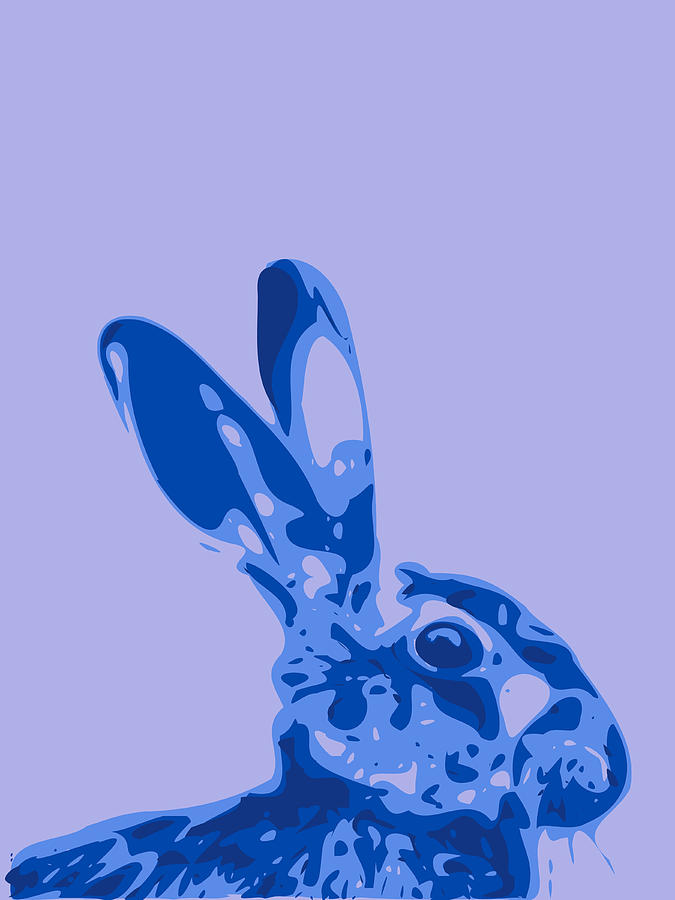 Abstract Digital Art - Abstract Hare Contours blue by Keshava Shukla