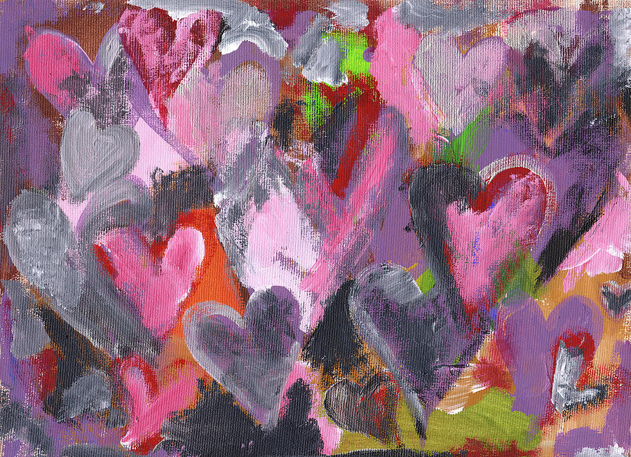 Abstract heart painting Painting by Karen Kaspar