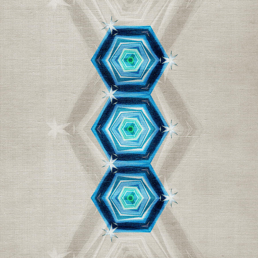 Abstract Hexagon Blue Pattern Digital Art by Konstantin Sevostyanov