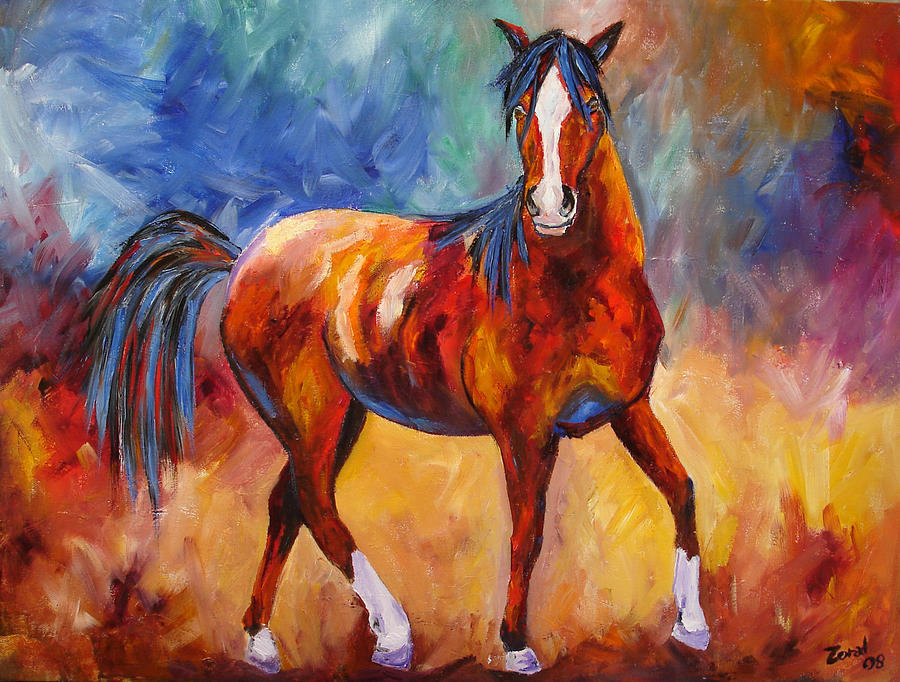 Abstract Horse Attitude Painting by Mary Jo Zorad