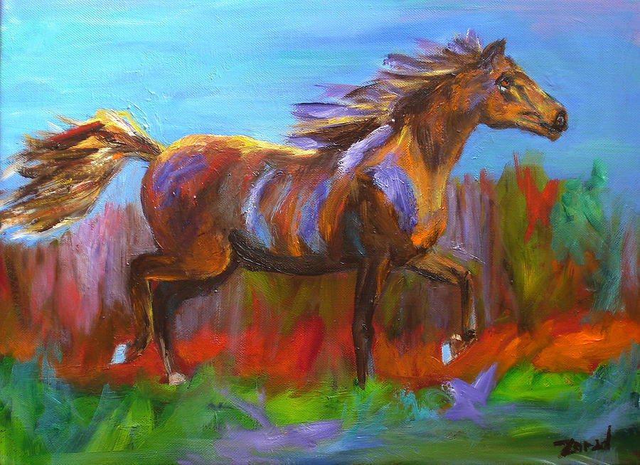 Horse Painting - Abstract Horse Painting by Mary Jo Zorad