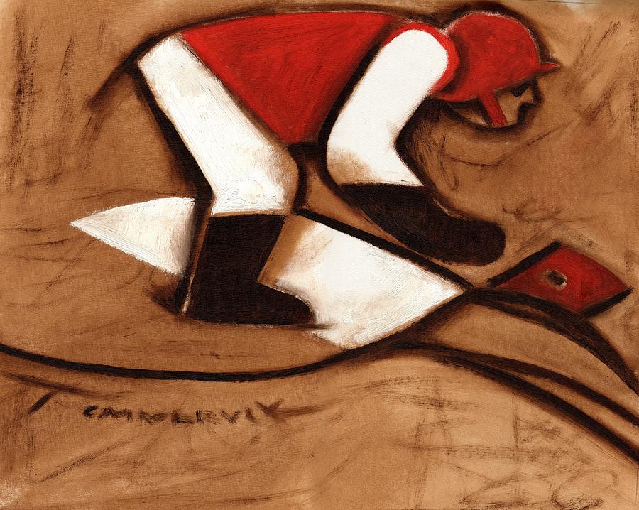 Abstract Horse Racing Jockey Art Print Painting by Tommervik
