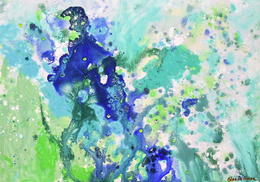 Abstract in Blue and Green Painting by Gina De Gorna