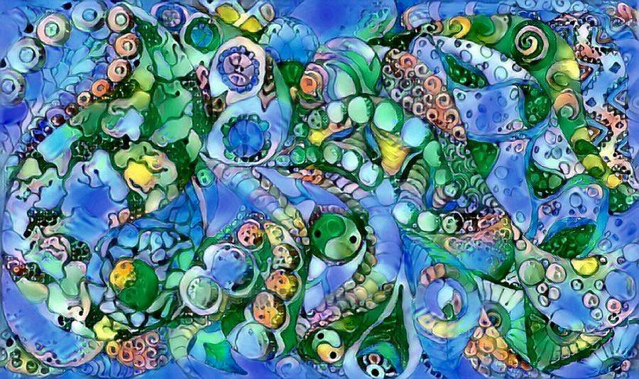 Abstract in blues and greens A Digital Art by Megan Walsh
