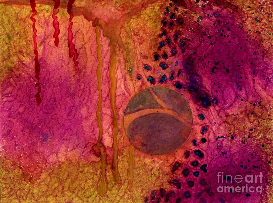Abstract in Gold and Plum Painting by Desiree Paquette
