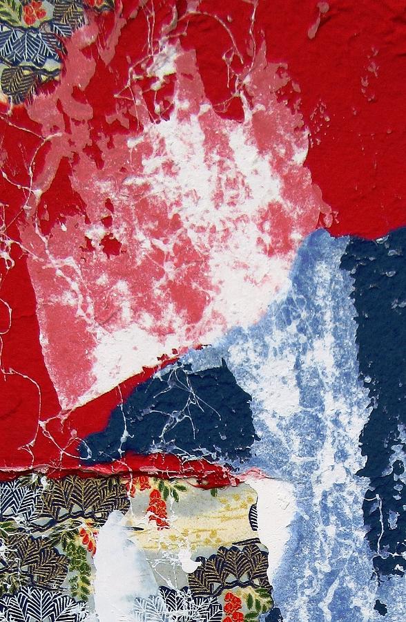 Abstract in Red White and Blue 1 Painting by Louise Adams