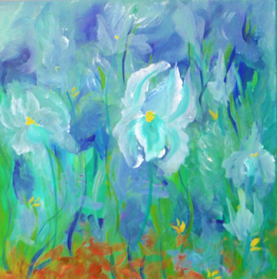 Iris Painting - Abstract Iris by Jacqueline Whitcomb