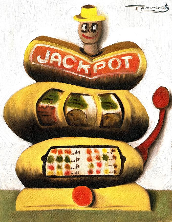 Abstract Jackpot Slot Machine art print Painting by Tommervik