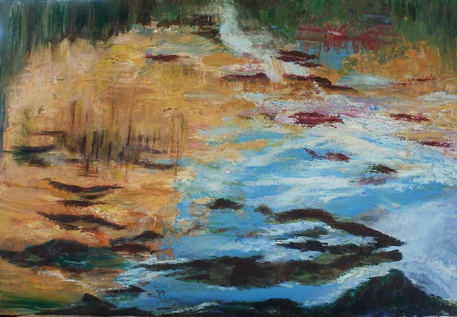 Abstract Painting - Abstract Jordan river view by Rachel Wollach Asherovitz