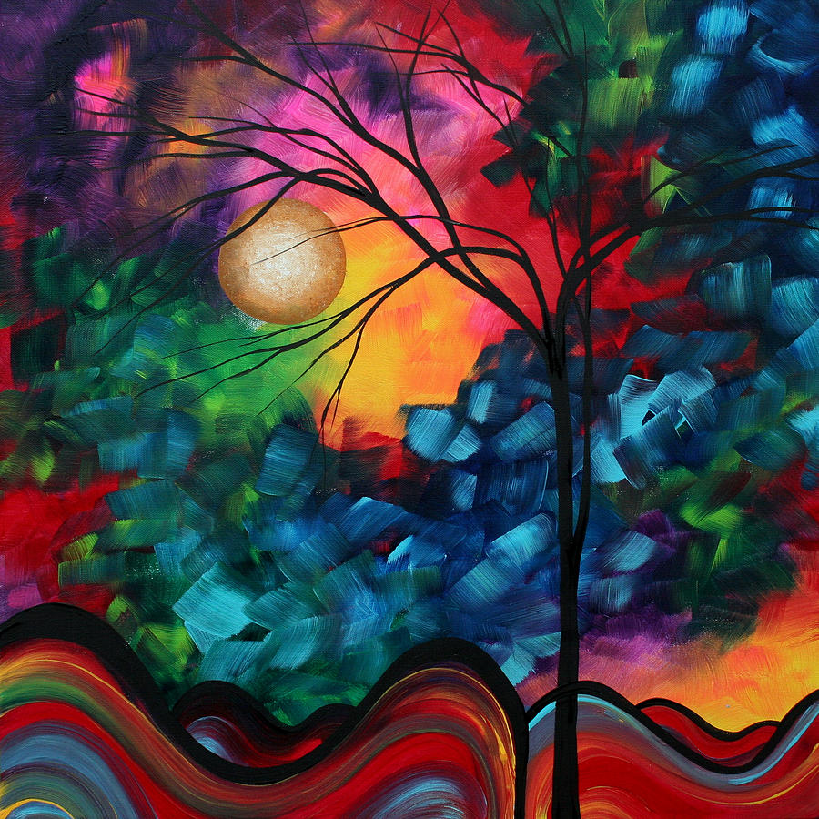 Abstract Painting - Abstract Landscape Bold Colorful Painting by Megan Duncanson