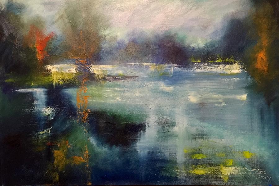 Abstract Painting - Blue Lake by Karen Langley Abstract Painting - Blue Lake by Karen Langley