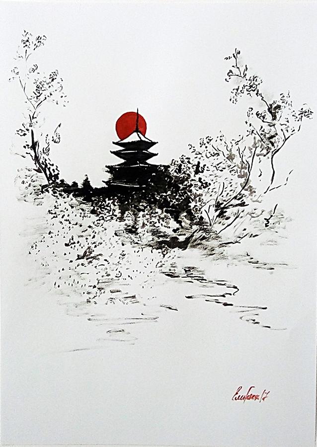 chinese water painting black and white