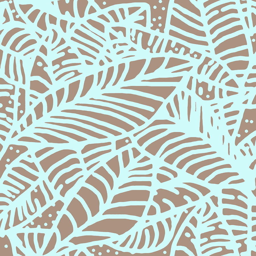 Abstract Leaves Warm Taupe Aqua by Karen Dyson Abstract Leaves Warm Taupe Aqua by Karen Dyson