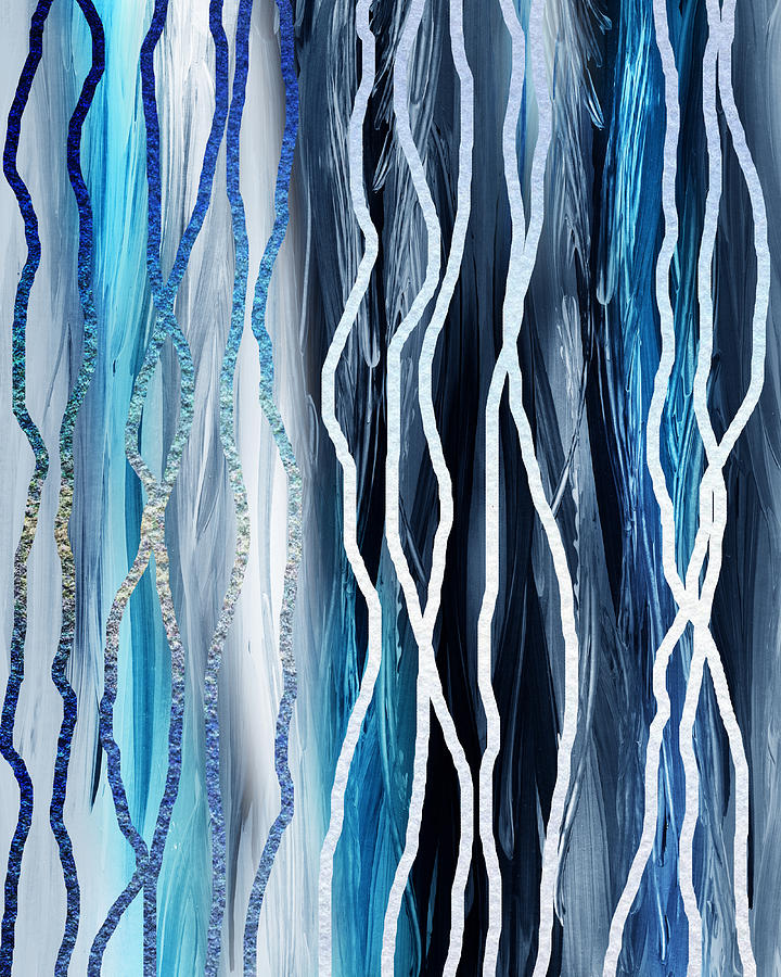 Abstract Lines In Blue Painting by Irina Sztukowski