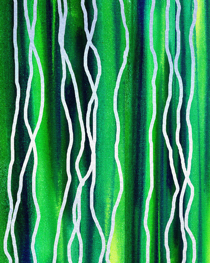 Abstract Lines On Green Painting