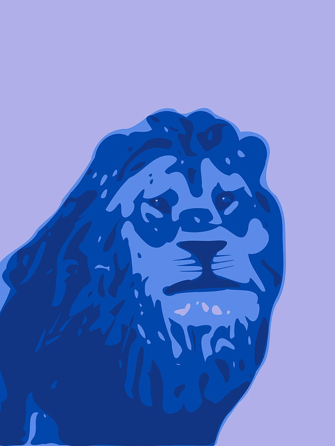 Abstract Lion Contours Blue Digital Art