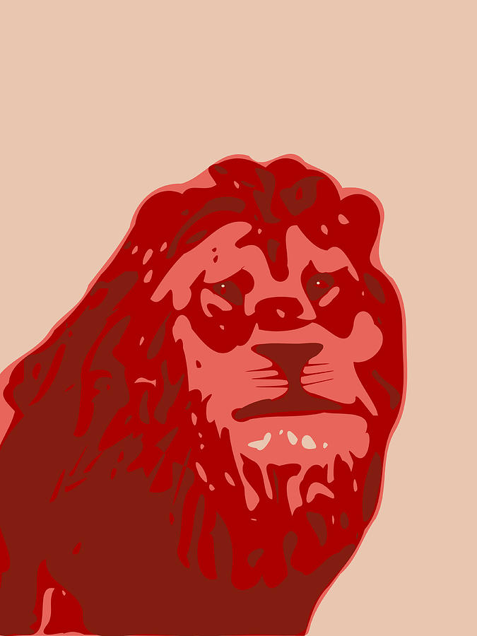 Abstract Lion Contours red Digital Art by Keshava Shukla