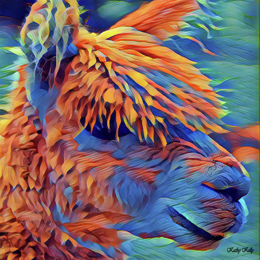 Abstract Llama Digital Art by Kathy Kelly