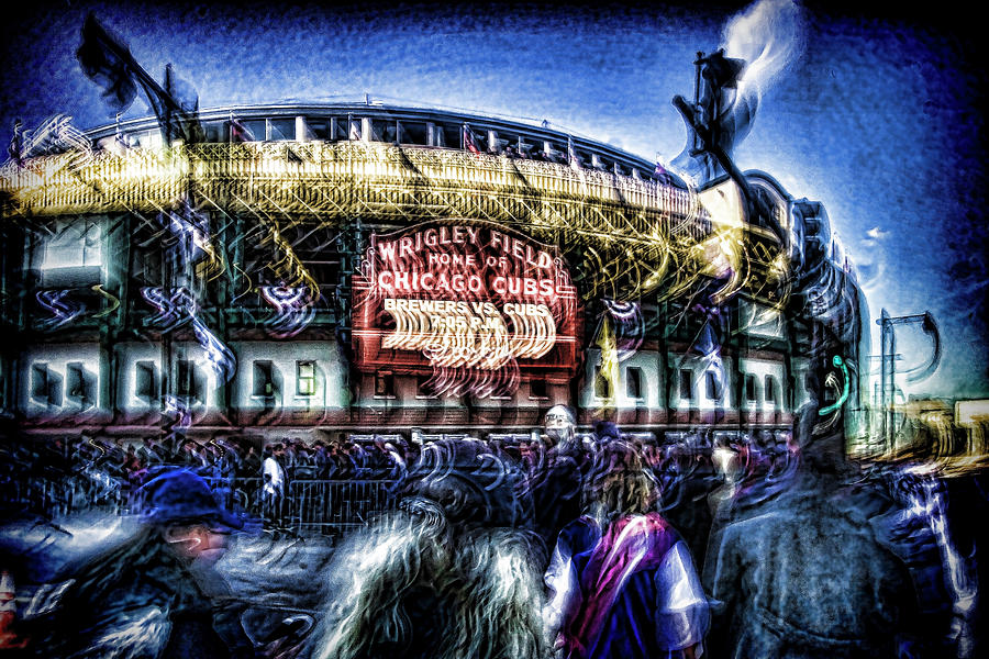 abstract look at the crowd filing in for a Cubs game Photograph