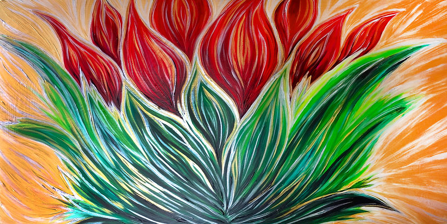 Abstract Lotus Painting by Michelle Pier