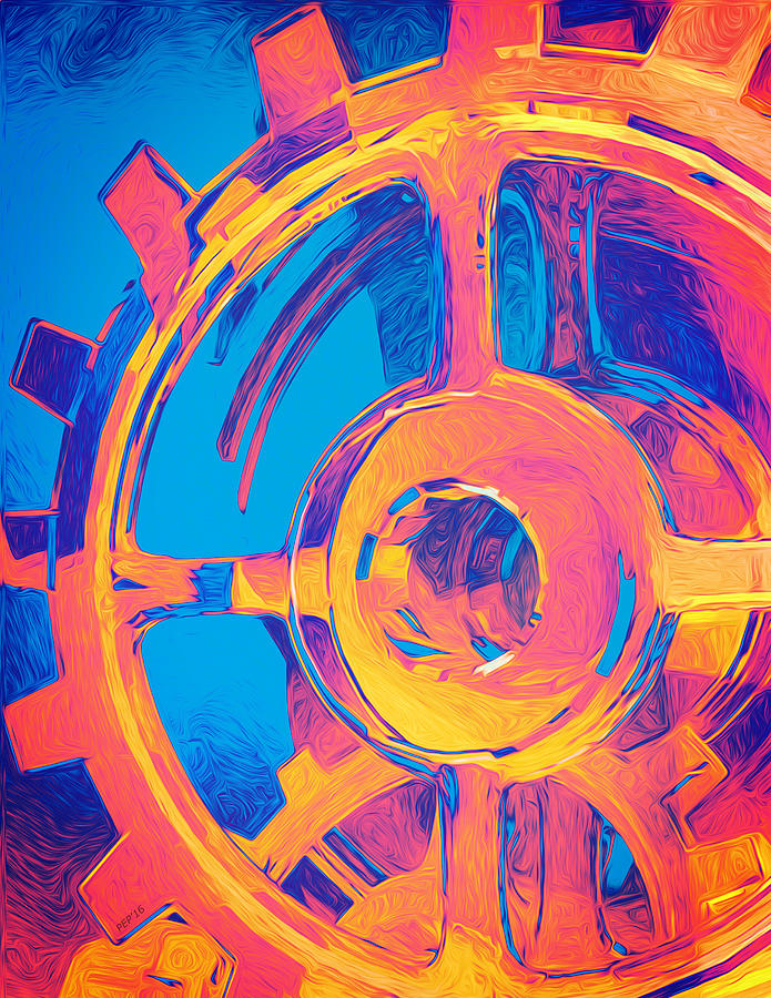 Abstract Macro Gears Digital Art by Phil Perkins