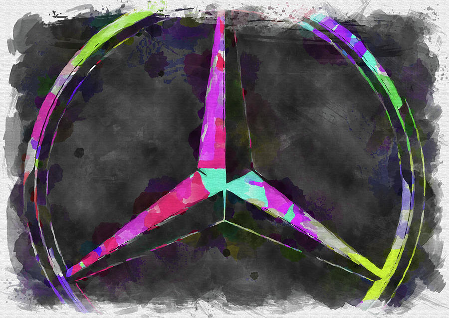 Abstract Photograph - Abstract Mercedes Benz Logo Watercolor by Ricky Barnard