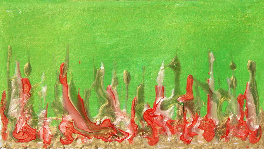Cityscapes Painting - Abstract Mirage Cityscape in Green by Julia Apostolova Cityscapes Painting - Abstract Mirage Cityscape in Green by Julia Apostolova