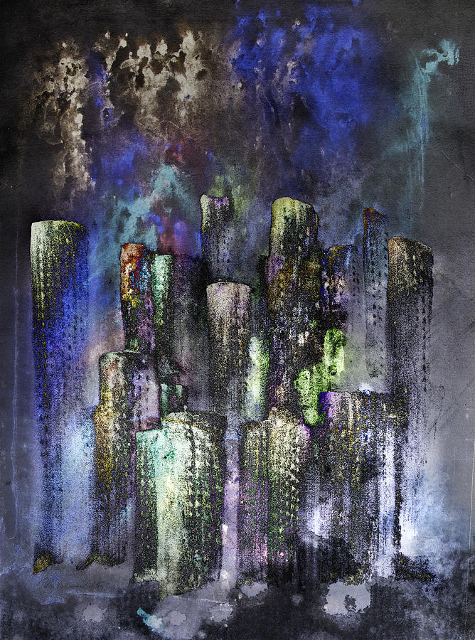 Abstract mixed media vibrant grungy highrises Photograph by Peter V Quenter