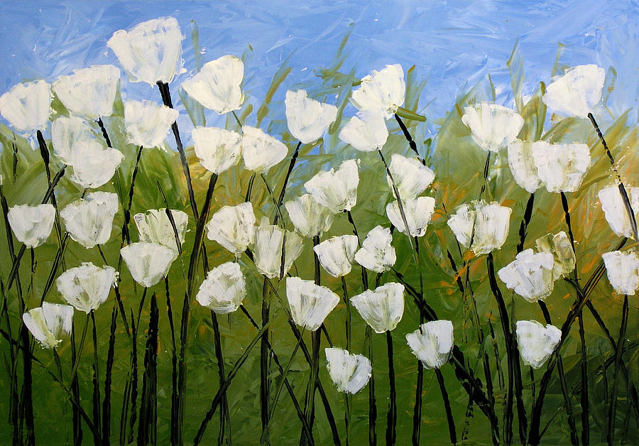 Flower Painting - Abstract Modern Floral Art WHITE TULIPS by Amy Giacomelli by Amy Giacomelli