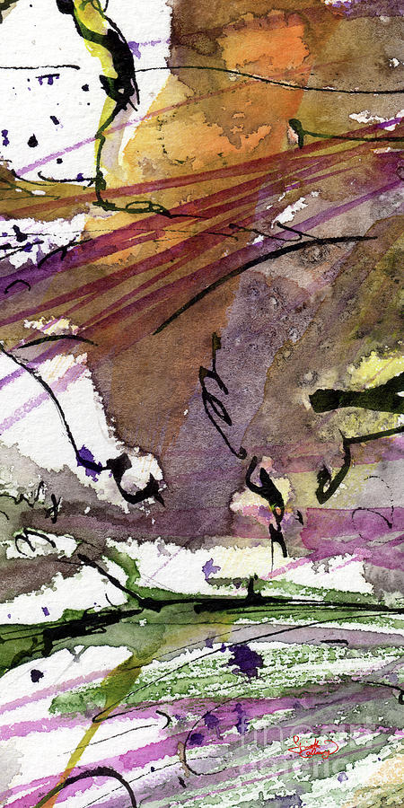 Abstract Modern Organic Watercolor and Ink 3 Painting by Ginette Callaway