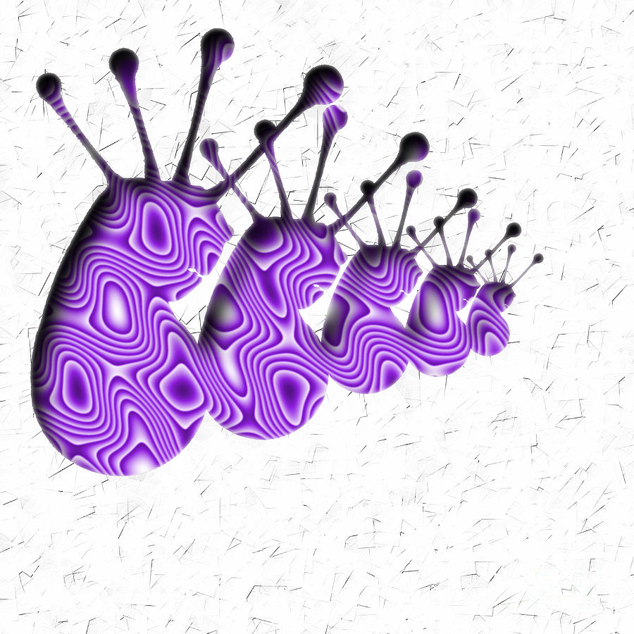 Abstract Monster Cut-out Series - Purple Line Up Digital Art by Uncle Js Monsters